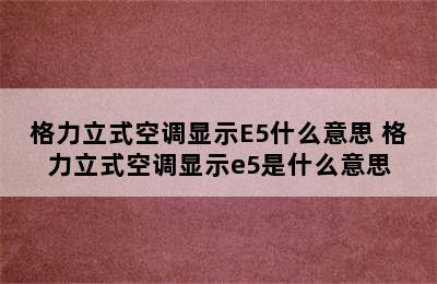 格力立式空调显示E5什么意思 格力立式空调显示e5是什么意思